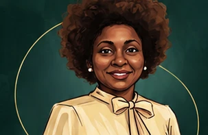 Founder's approved portrait with the original rich green backdrop and gold circular frame